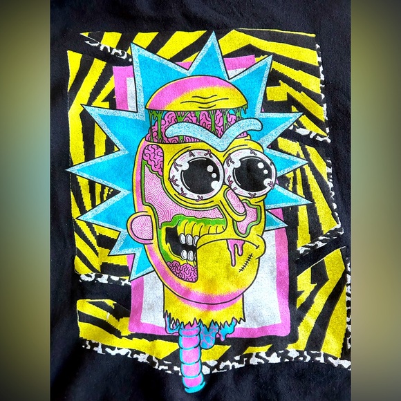 Rick and Morty Adult Swim Pop Culture Trippy Graphic Hoodie Sweatshirt EUC Sz L - Picture 2 of 6